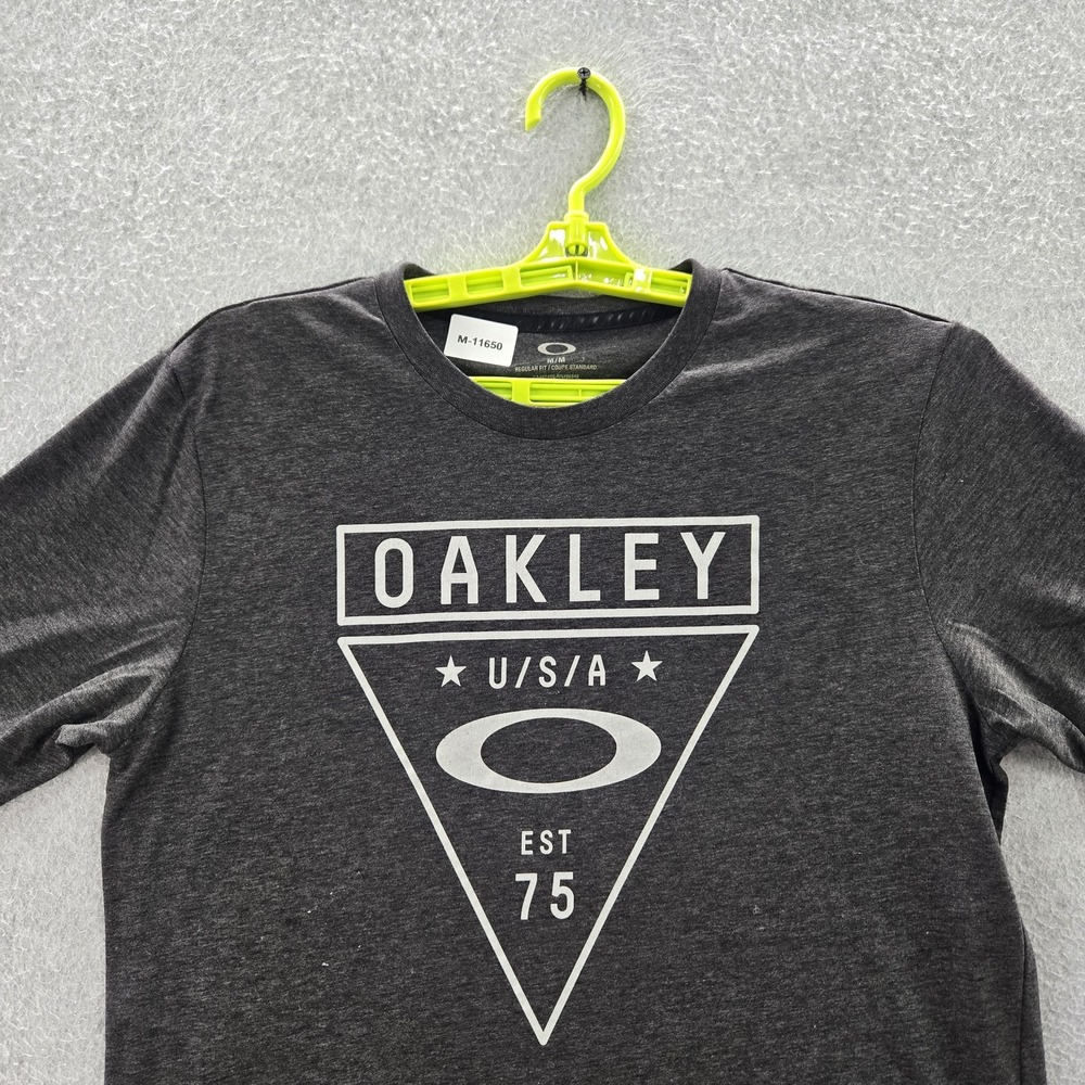Oakley Men Shirt M Gray Logo Short Sleeve READ
